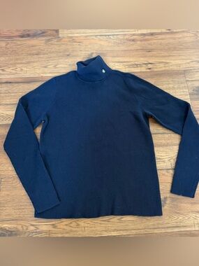 Lauren Ralph Lauren Women’s Navy Ribbed Turtleneck Sweater Medium EUC